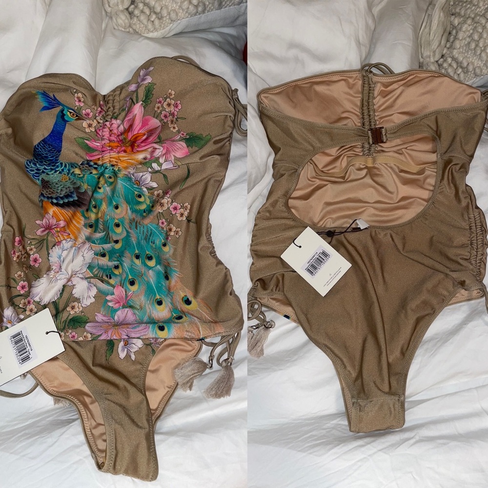NWT Spell ⁺₊⋆ ☾⋆⁺ Waterfall One Piece in Taupe Peacock - Picture 3 of 11